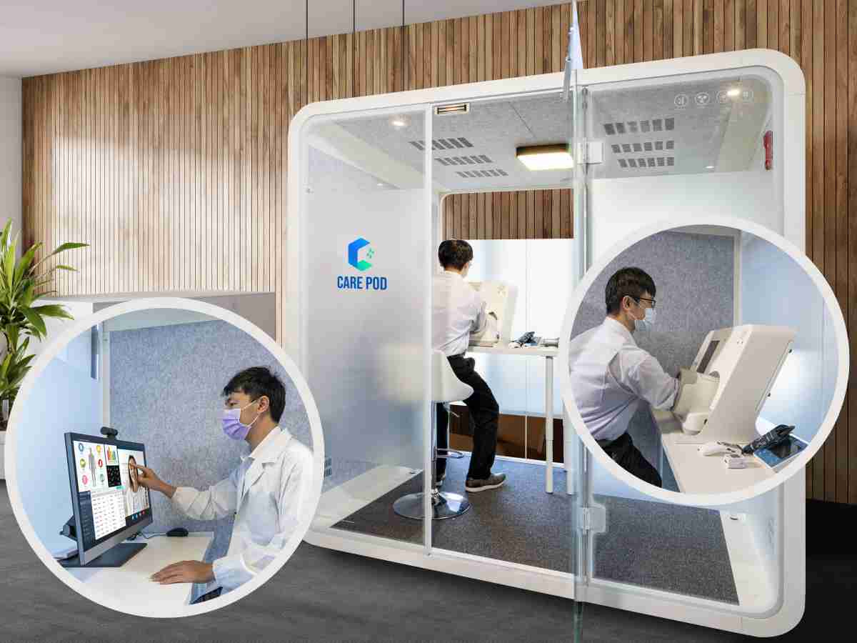 达擎于医疗科技展中展出＂远距诊疗舱＂，，，，以因应医疗数字化及社会高龄化趋势下、、复诊及慢性病患等族群对于远距看诊需求逐渐升高所推出的创新整合方案。。多功能合一、、、高隐私性的远距诊疗舱可根据病患端与医师端的不同需求，，提供弹性化及客制化功能，，，，节省医生和病患的精力及时间